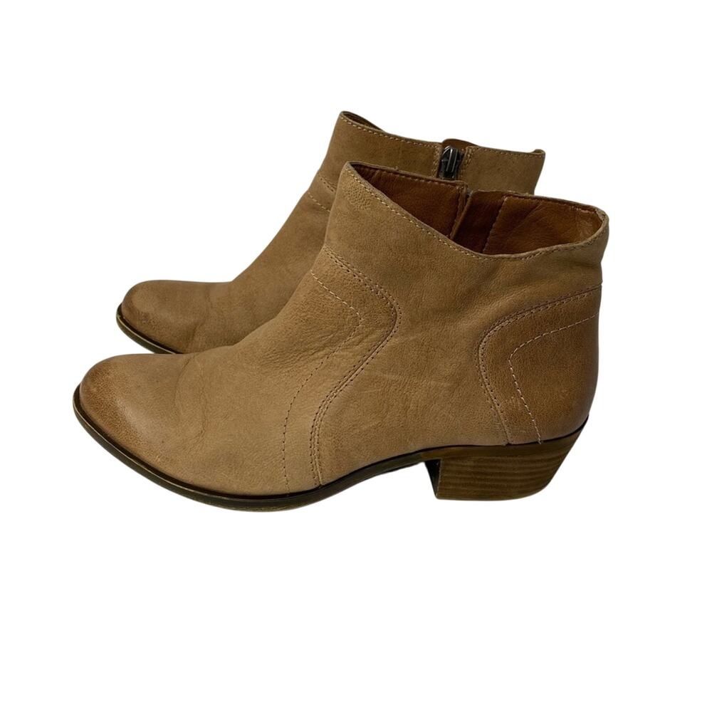 Lucky Brand Brolley boots women's 7 brown leather zip low heel ankle